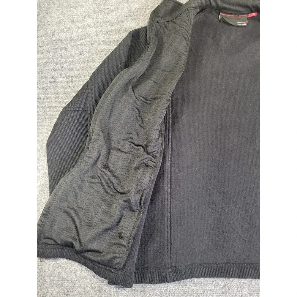 Spyder Men's XL Full Zip Long Sleeve Waffle Knit Athletic Sweater Black W/Red